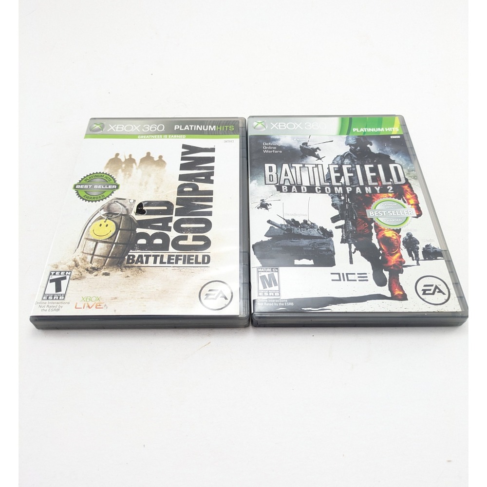 Battlefield: Bad Company 1 & 2 Platinum Hits Xbox 360 Video Games Original Case